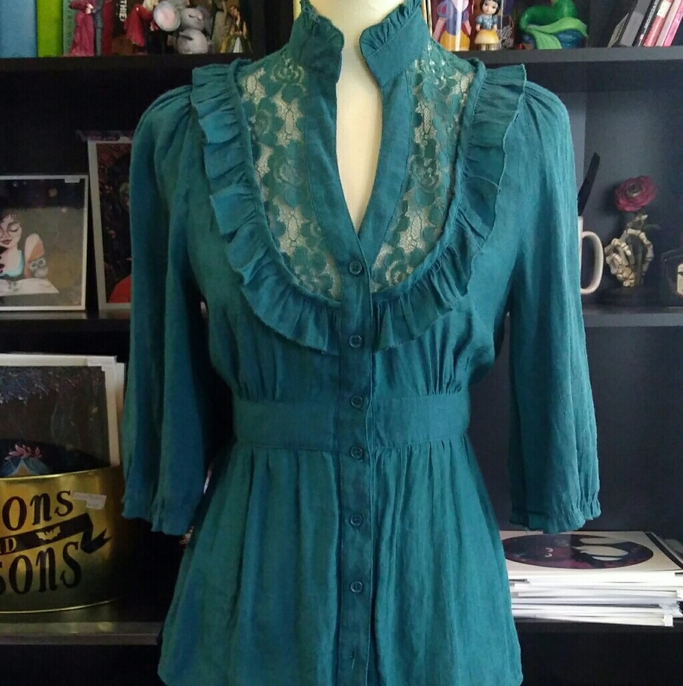 Victorian Style Turquoise Blouse